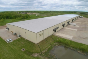 Aerial view of a commercial warehouse facility